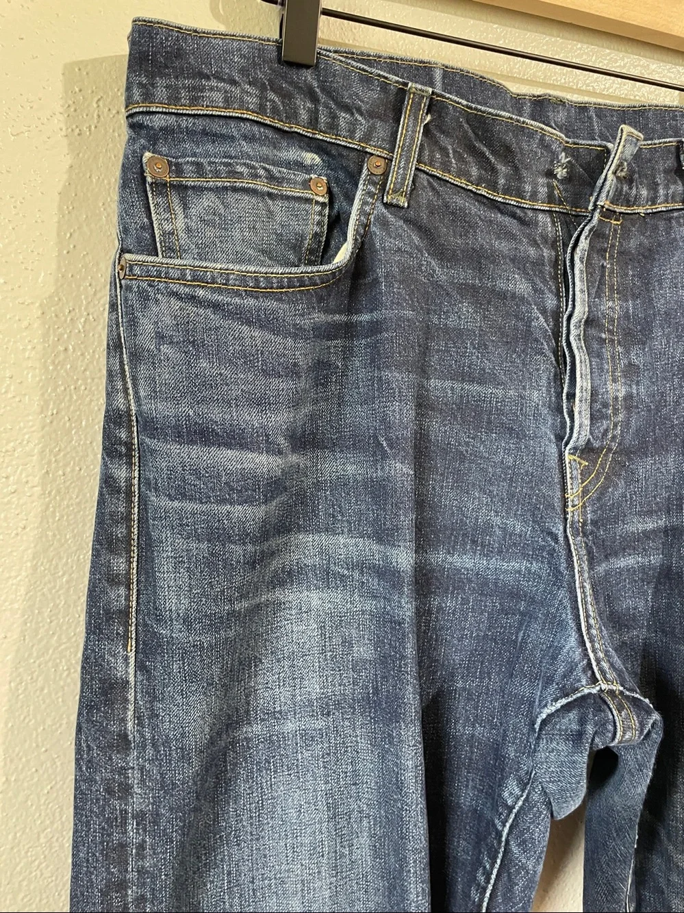 Dark Denim Heritage Workwear Slim Button Fly Jeans 35 Imogene & Willie Barton